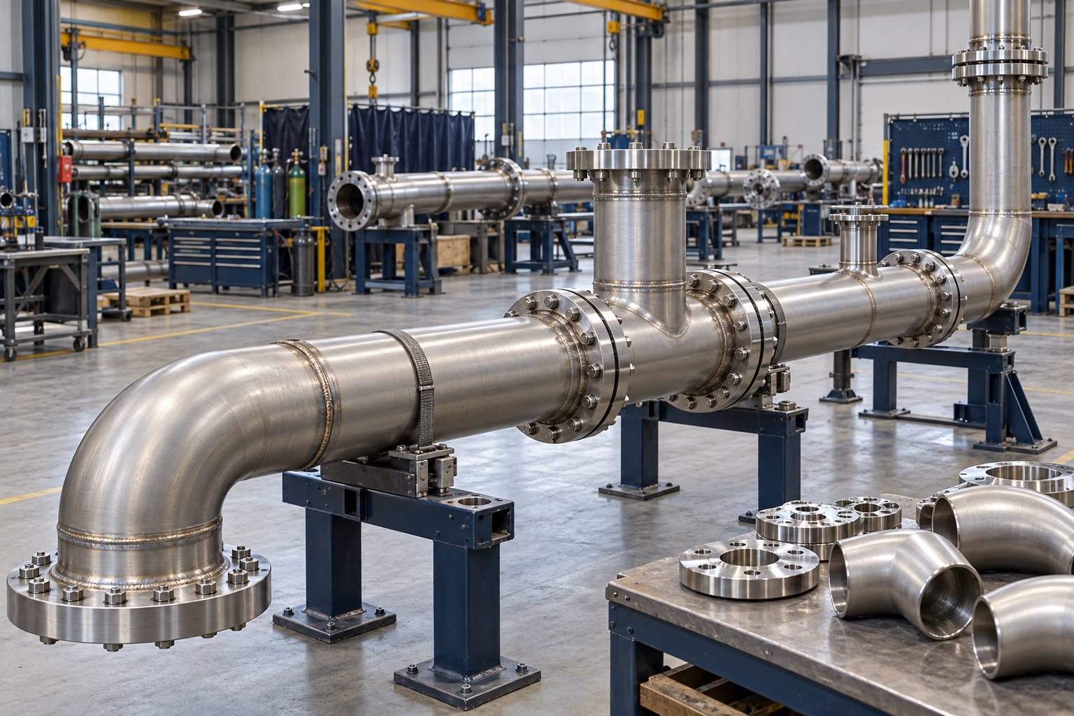 Illustrative view of stainless steel pipe spool fabrication