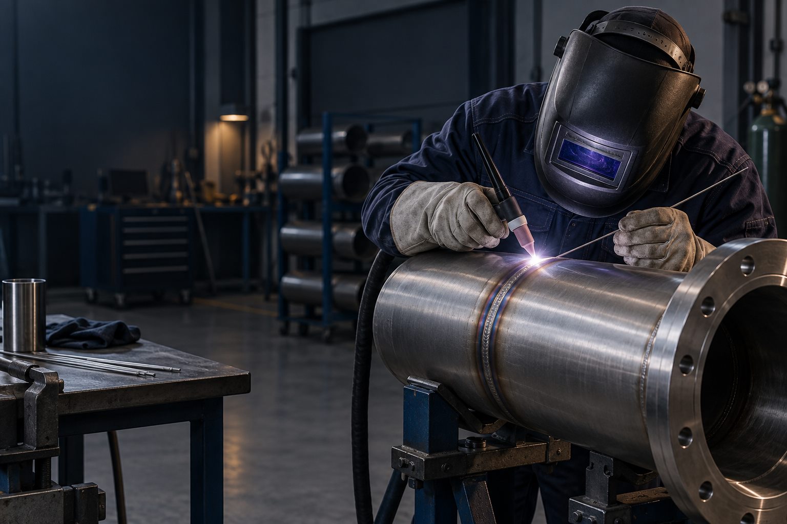 Illustrative industrial pipe welding
